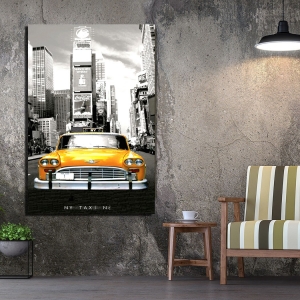 Sarı Taxi Tablosu - Dekoratif Kanvas Tablolar - ..