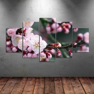 5 Parçalı Kanvas Çiçek Tablosu
