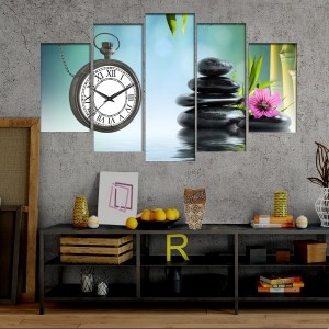 5 Parçalı Saatli Dekoratif Tablo 