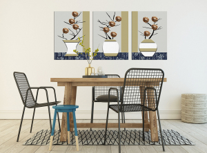 Vazoda Çiçekler-Geometrik Şekiller Minimalist Ko..