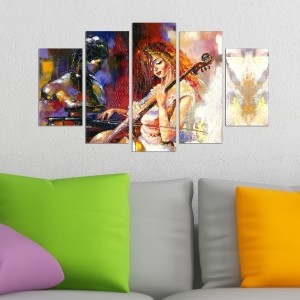 5 Parçalı Kanvas Tablo - Soyut Müzisyen Tablosu..