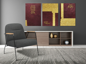 Borda Gold Renkler-Geometrik Şekiller Minimalist..