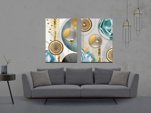 Altın Gold Toplar-Geometrik Şekiller Minimalist ..