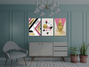 Geometrik Şekiller-Altın Gold Desenler- Minimali..