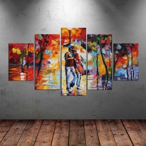 5 Parçalı Kanvas Romantik Aşk Tablosu