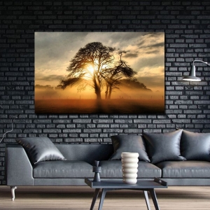 Afrika Gün Batımı Manzara-Dekoratif Kanvas Tablo..