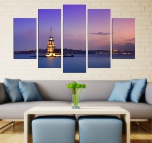 5 Parçalı Kanvas Tablo - İstanbul Kız Kulesi-Dek..