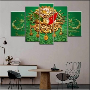 5 Parçalı Osmanlı Turalı Kanvas Tablo