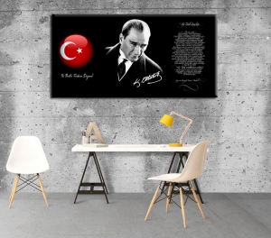 Atatürk Gençliğe Hitabe Tablosu Tek Parça Kanvas..