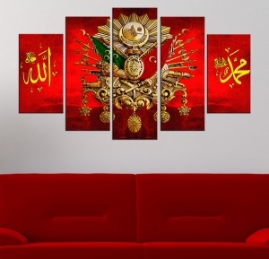 5 Parçalı Osmanlı Turalı Kanvas Tablo