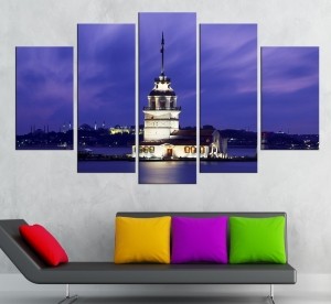 5 Parçalı Kanvas Tablo -İstanbul Kız Kulesi- Dek..
