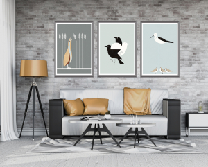 Tropikal Kuşlar-Geometrik Şekiller Minimalist Ko..