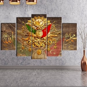 5 Parçalı Kanvas Ayet Dekorlu Osmanlı Turası