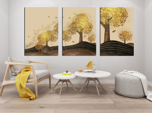 Geometrik Şekiller-Altın Ağaç-Gold- Minimalist K..