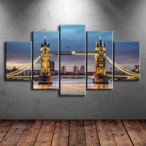 5 Parçalı London Bridge Kanvas Tablo