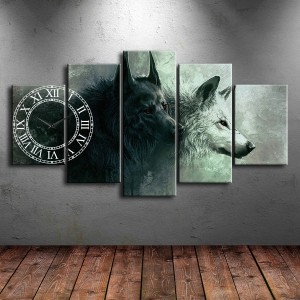 5 Parçalı Saatli Kurt Tablosu