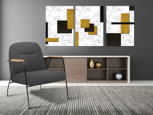 Altın Desenli-Geometrik Şekiller Minimalist Kole..
