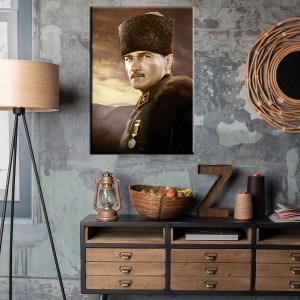 Tek Parça Atatürk Tablosu-Kanvas Tablo-Duvar Tab..