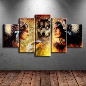 5 Parçalı Kanvas Kızıldereli Dekorlu Kanvas Tabl..