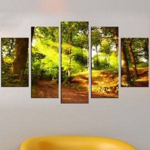 5 Parçalı Kanvas Tablo - Orman Patika Yol- Dekor..