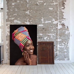 Afrikalı Eşarplı Kadın Tablosu-Dekoratif Kanvas ..