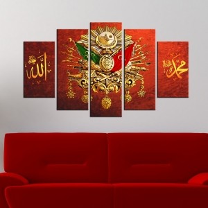 5 Parçalı Osmanlı Arması Tablo- Kanvas Tablo