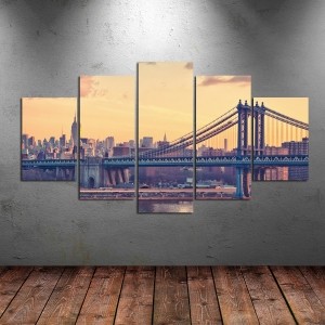5 Parçalı Manhattan Bridge Kanvas Tablo