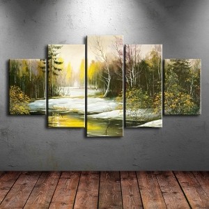 5 Parçalı Kanvas Manzara Tablosu