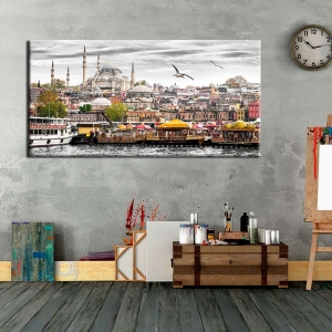 İstanbul Manzaralı Kanvas Tablo -Tek Parça Kanva..