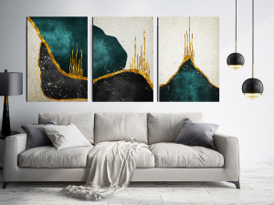 Geometrik Şekiller-Gold Yeşil-Minimalist Koleksi..