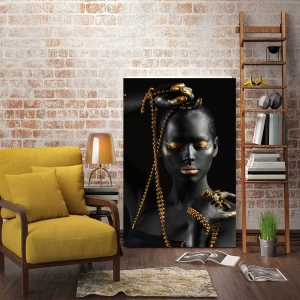 Altın Siyah Makyajlı Kadın Figürü-Gold-Dekoratif..