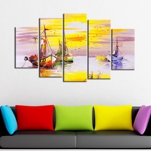 5 Parçalı Kanvas Deniz Tablosu