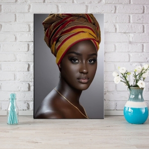 Afrikalı Yöresel Kıyafetli Kadın-Dekoratif Kanva..