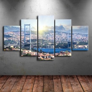 5 Parçalı Kanvas İstanbul Boğazı Tablosu