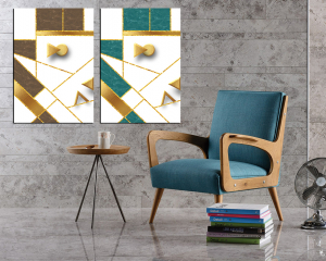 Altın Çizgiler-Geometrik Şekiller Minimalist Kol..