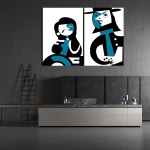 Kadın Erkek Çift-Geometrik Şekiller Minimalist K..