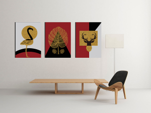 Geometrik Şekiller -Flamingo Geyik- Minimalist K..