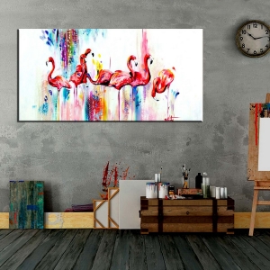 flamingo Yağlı Boya Resmi Tek Parça Kanvas Tablo..