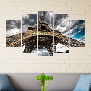 5 Parçalı Paris Kulesi Manzaralı Kanvas Tablo