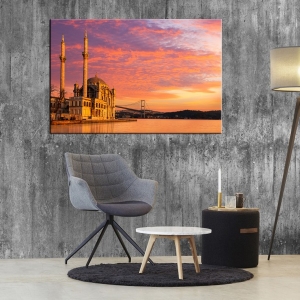 Sahil Gün Batımı Kanvas Tablo Dekoratif Tek Parç..
