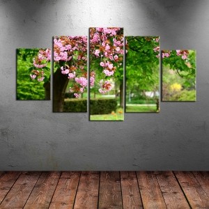 5 Parçalı Kanvas Çiçek Tablosu