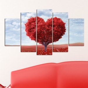 5 Parçalı Kanvas Romantik Aşk Tablosu