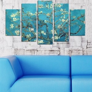 5 Parçalı Kanvas Tablo -Van Gogh Çiçekler Dekora..