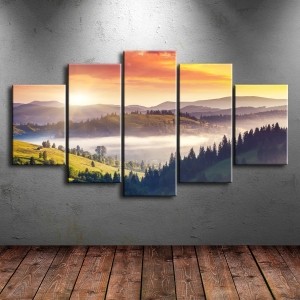 5 Parçalı Kanvas Manzara Tablosu