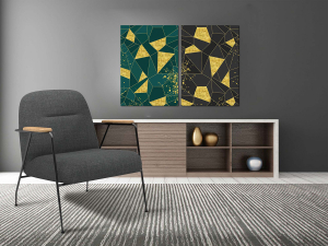 Altın Şekiller-Geometrik Şekiller Minimalist Kol..