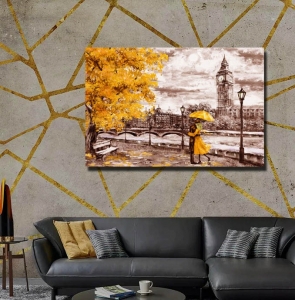 Yağlı Boya Görünümlü Romantik Çift Tablosu-Dekor..