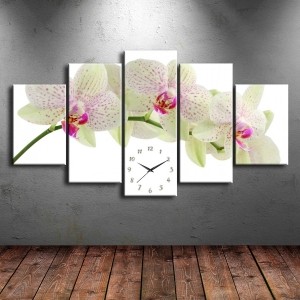 5 Parçalı Saatli Çiçek Tablosu