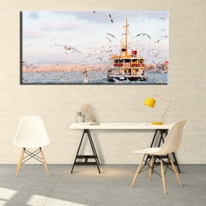 İstanbul Vapur Kanvas Tablo Tek Parça Kanvas Tab..