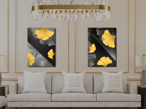 Altın Çiçekler-Geometrik Şekiller Minimalist Kol..