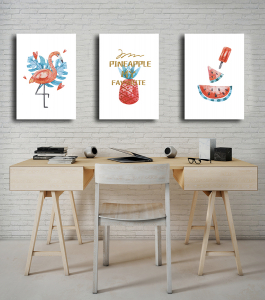 Flamingo Tropikal Yaprak-Geometrik Şekiller Mini..